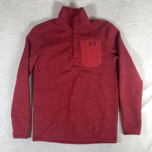 Under Armour Fleece Pullover Mens Small Specialist Henley 2.0 Red Sweater